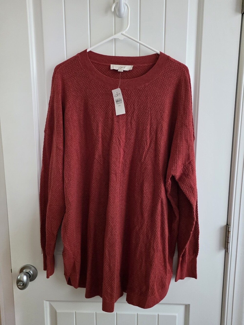 NWT LOFT Women's Red Textured Crewneck Sweater Plus Sz XXL